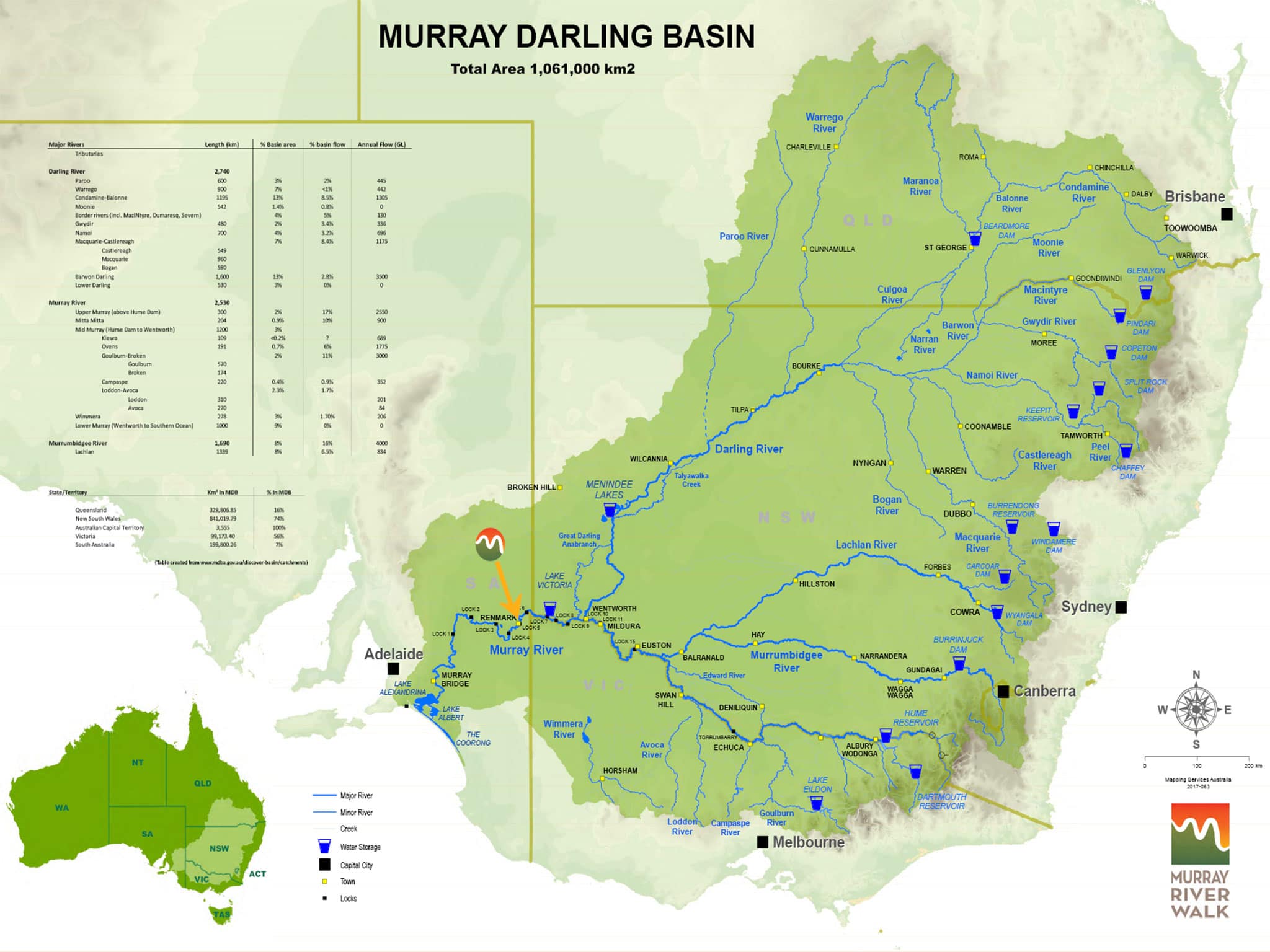 Murray River Trails Murray Darling Basin Map